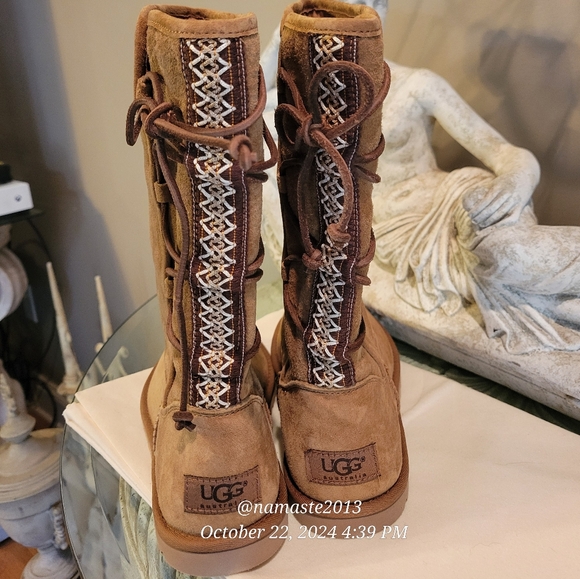 Ugg Tasman Boots Braided Lace-Up Suede Designer Celebrity Luxury Shearling #132 - Picture 3 of 14